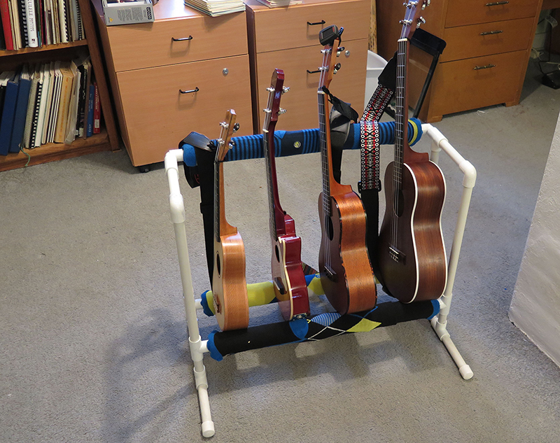 DIY ukulele stand from pipes