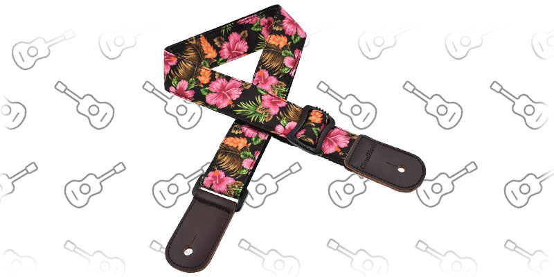 CLOUDMUSIC Ukulele Strap Hawaiian Hibiscus Roses