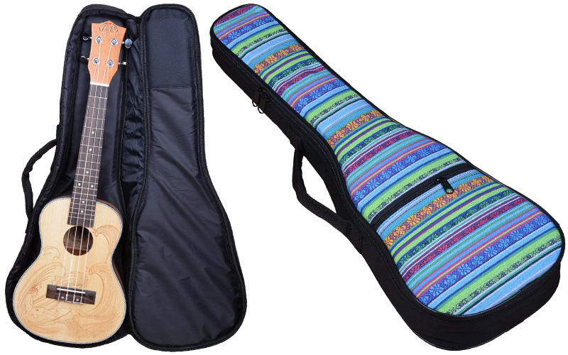 HOT SEAL Waterproof Durable Colorful Ukulele Cotton Case Bag with Storage 21in, gray 
