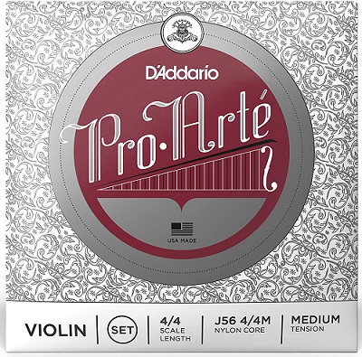 D'Addario J56 4 4M Pro-Arte Nylon violin Strings, Medium