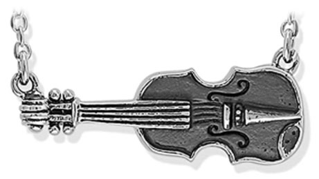 Boma Jewelry Sterling Silver Violin Pendant Necklace