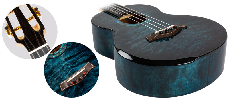 Flight A10 QM Aqua Blue 10th Anniversary Tenor Ukulele details