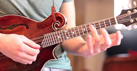 playing mandolin