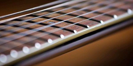 guitar fretboard and strings