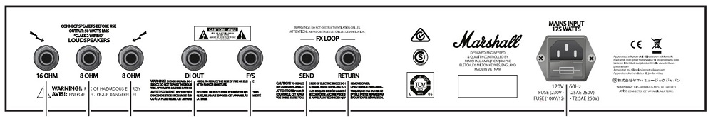 Marshall Origin 50H Head Rear Panel Schematics