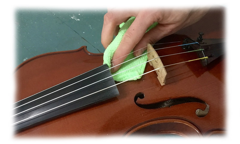 dusting the violin