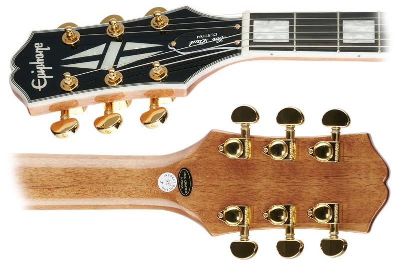 Epiphone Les Paul Custom Koa neck details